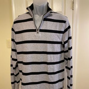 Chaps - Mens gray/black striped 1/4 zip up pullover, Size: S